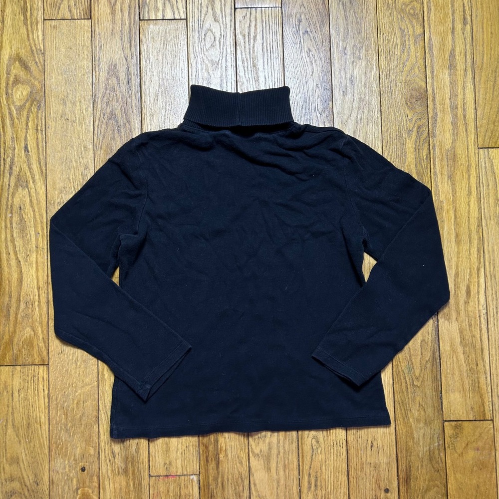 Rafaella Womens Black Long Sleeve Turtleneck‎ Top Cotton Blend Size L